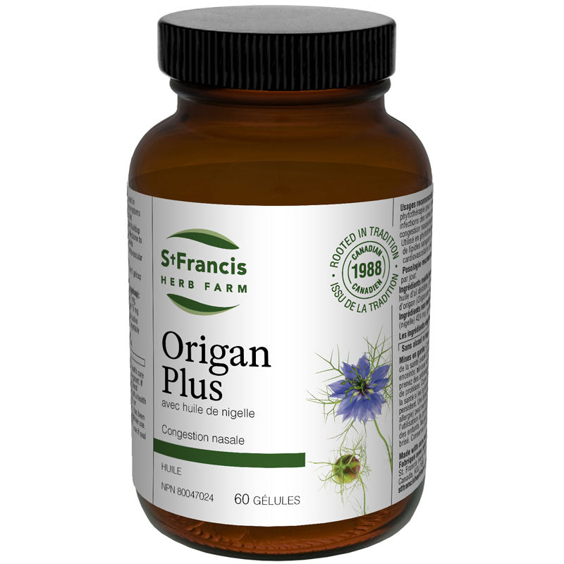 Oreganum Plus avec huile de nigelle 500mg 60gellules - St-Francis Herb Farm