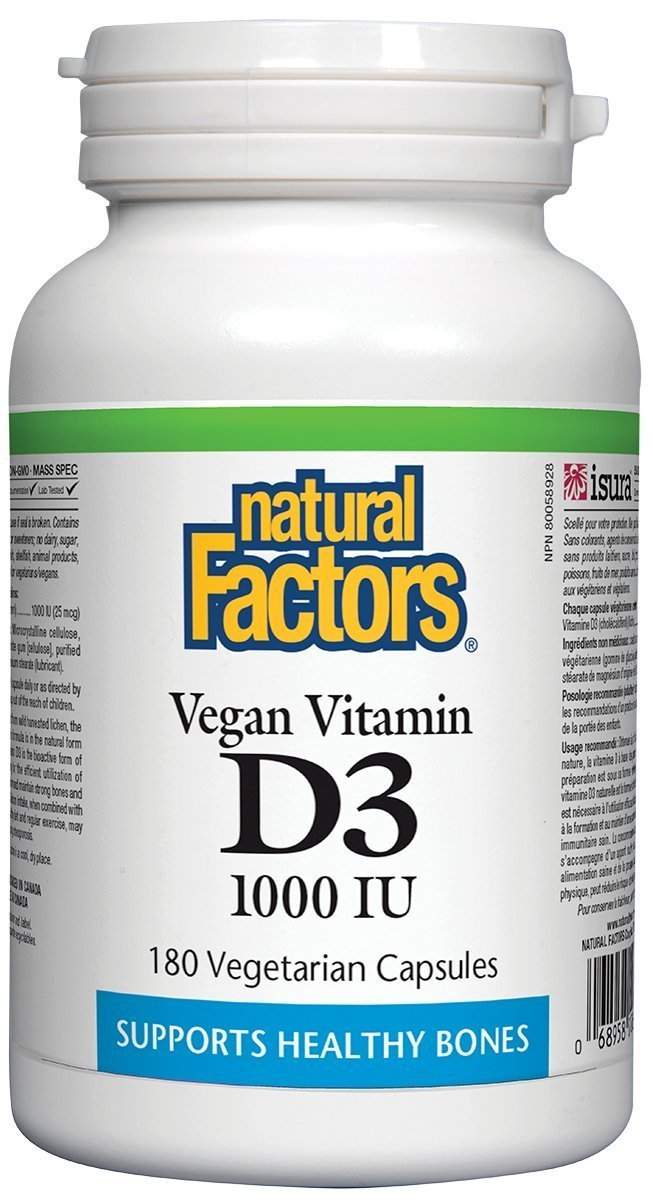Natural Factors Vegan Vitamin D3 1000 IU - 180 Veg Caps