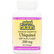 Natural Factors Ubiquinol QH Active CoQ10 200mg, 60 Capsules